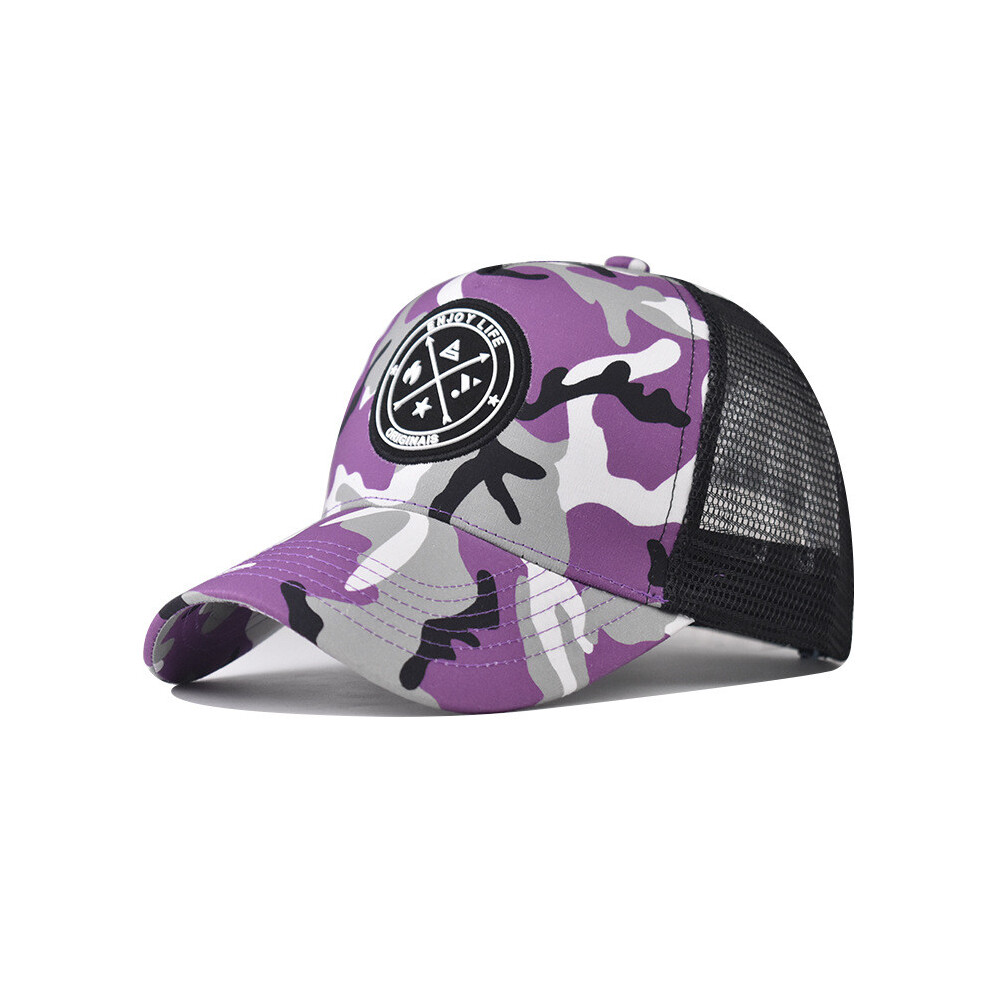 (Purple Camouflage) With Cotton Cap Embroidered Geometric Design Sun Protection Hat For Use Daily-image-OPC-PJ5W5FP-NEW