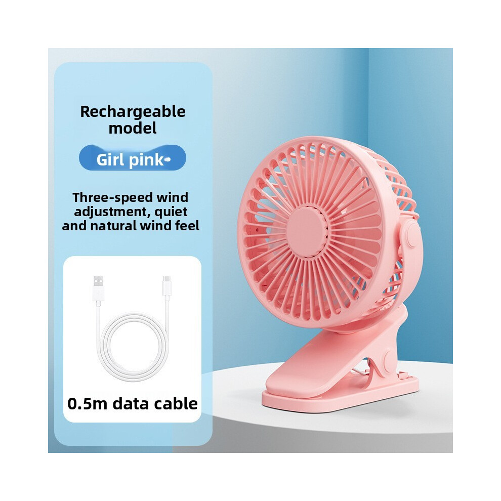 (Pink) Quiet Portable Usb Desktop Fan With Clip Mount For Room Activities Use Outdoors-image-OPC-PJ5W5KP-NEW