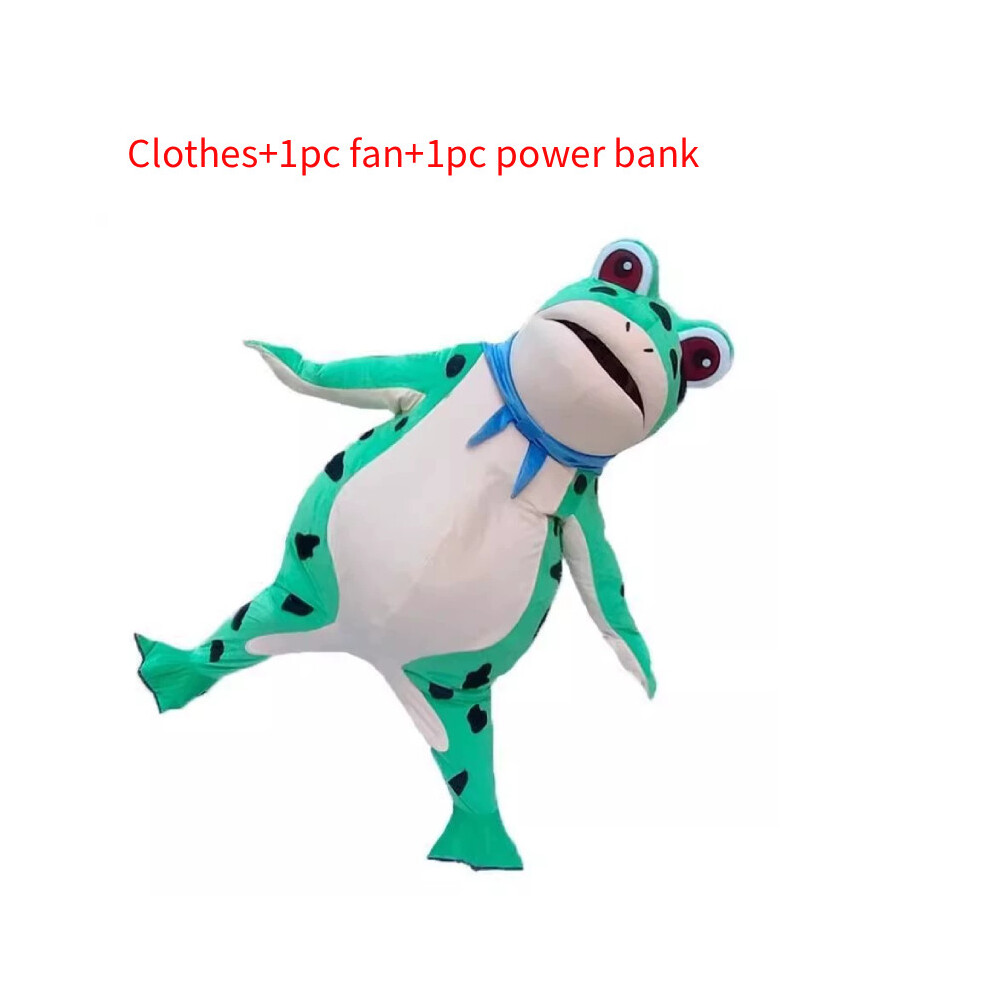 (Adult C, S) Frog Role Cute Playing Inflatable Clothing Set With Fan Parties For Halloween Green