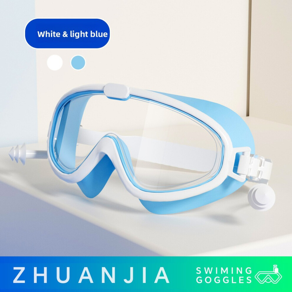 ( Blue) Antifog Children Swim Goggles With Waterproof Lenses For Bath Swimming Fun And White/Blue
