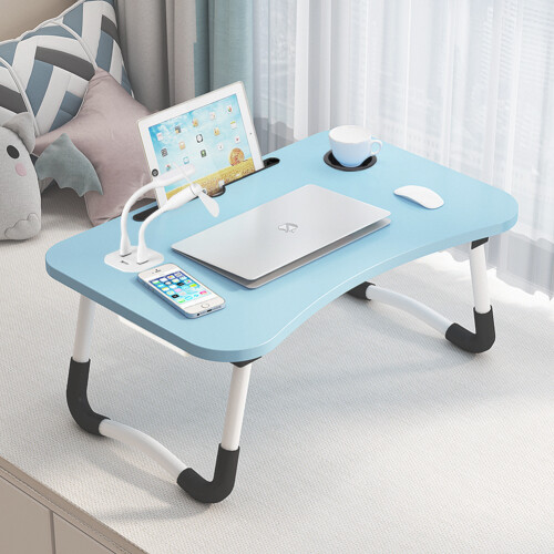 Living And Home (Blue) Foldable Laptop Bed Table with USB Ports