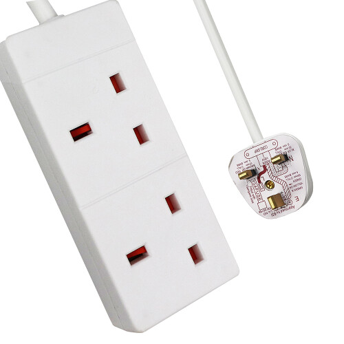 Living And Home 2 Way Extension Leads with Cable 3G1.25, 10M, White