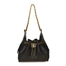 Advanced texture retro small fragrance style diamond chain tote bag women's large capacity stray bucket bag handbag shoulder bag