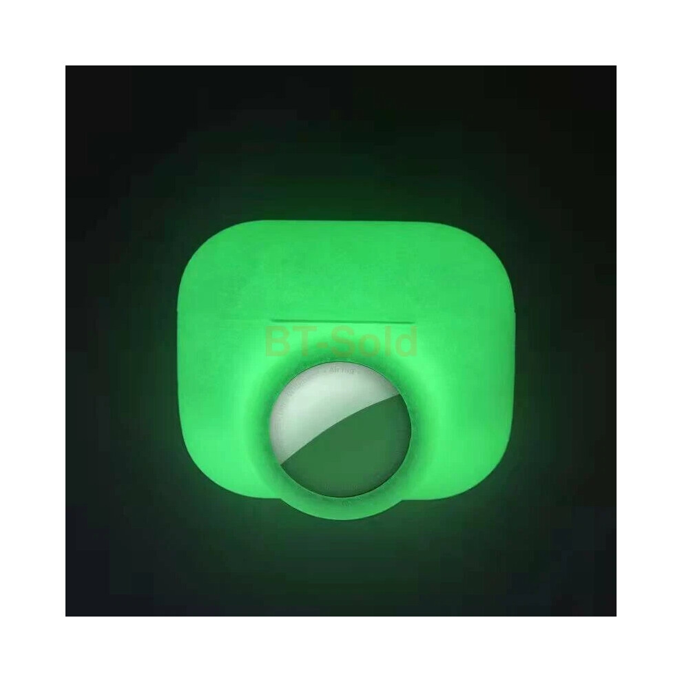 (Airpod Pro, Lime ) Glowing Case For Apple Airpods Pro For Airtag 2 In 1 Case Silicone Cover Green 4069369084416