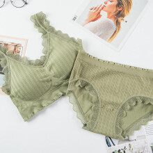 (green, One Size) Women Seamless No Steel Ring Sports Bra Panties Bra Set Ladies Yoga Running Underwear Bra Suit Women Sleeping Bra Set