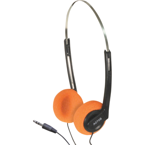 Lightweight Stereo Headphones With Orange Pads