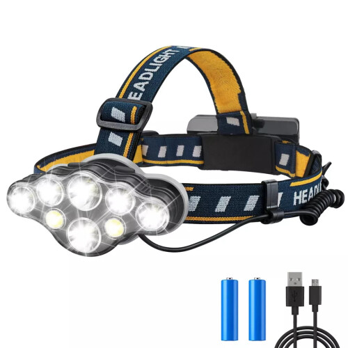 Living And Home LED Headlight, 8 modes, USB Rechargeable IPX4