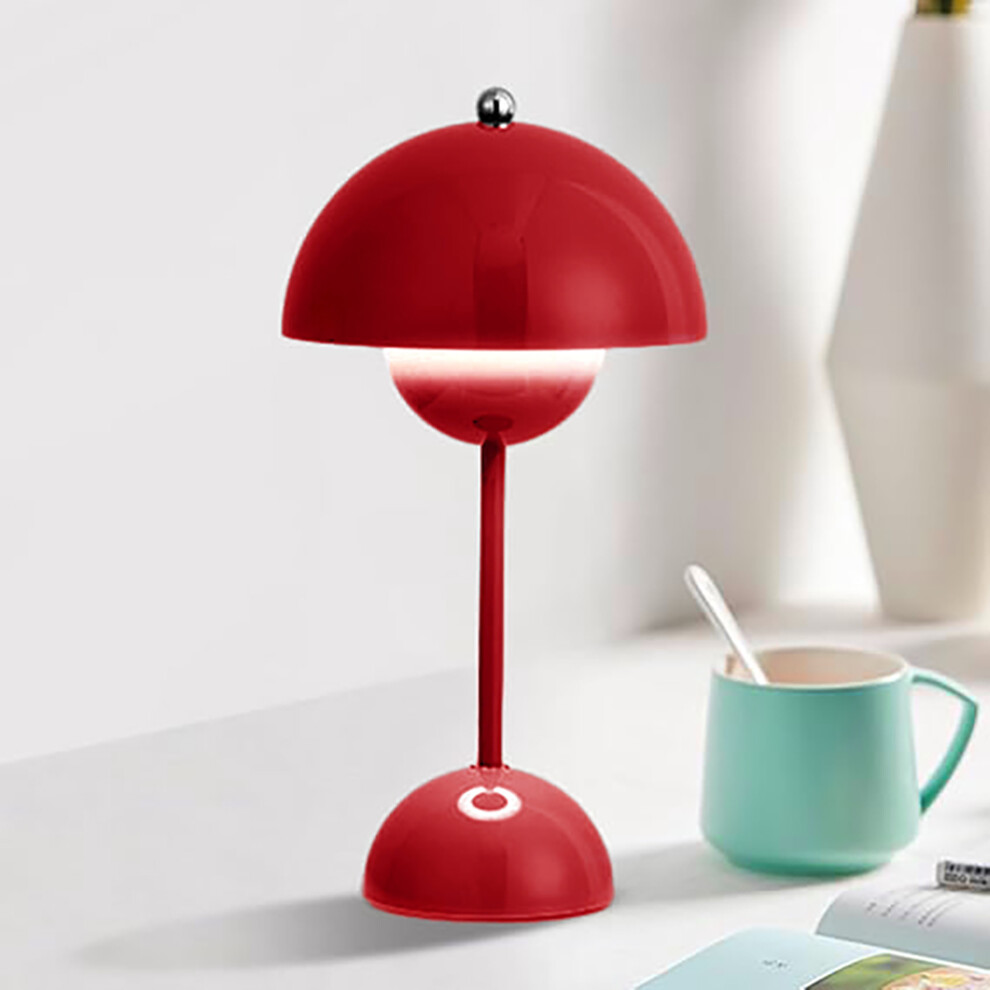 LED Desk Lamp Rechargeable, Flower Shape, 3 Color Change Dimmable, Red