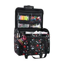Everything Mary Teacher Rolling Tote  Black Quilted - Wheeled Teacher Tote Bag - Trolly for Teaching  Office  Craft  &amp; Cleaning Supplies