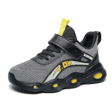 (35, BlackYellow) Kids Sneakers Breathable Running Shoes Fashion Boys Girls Sport Shoes 3A670