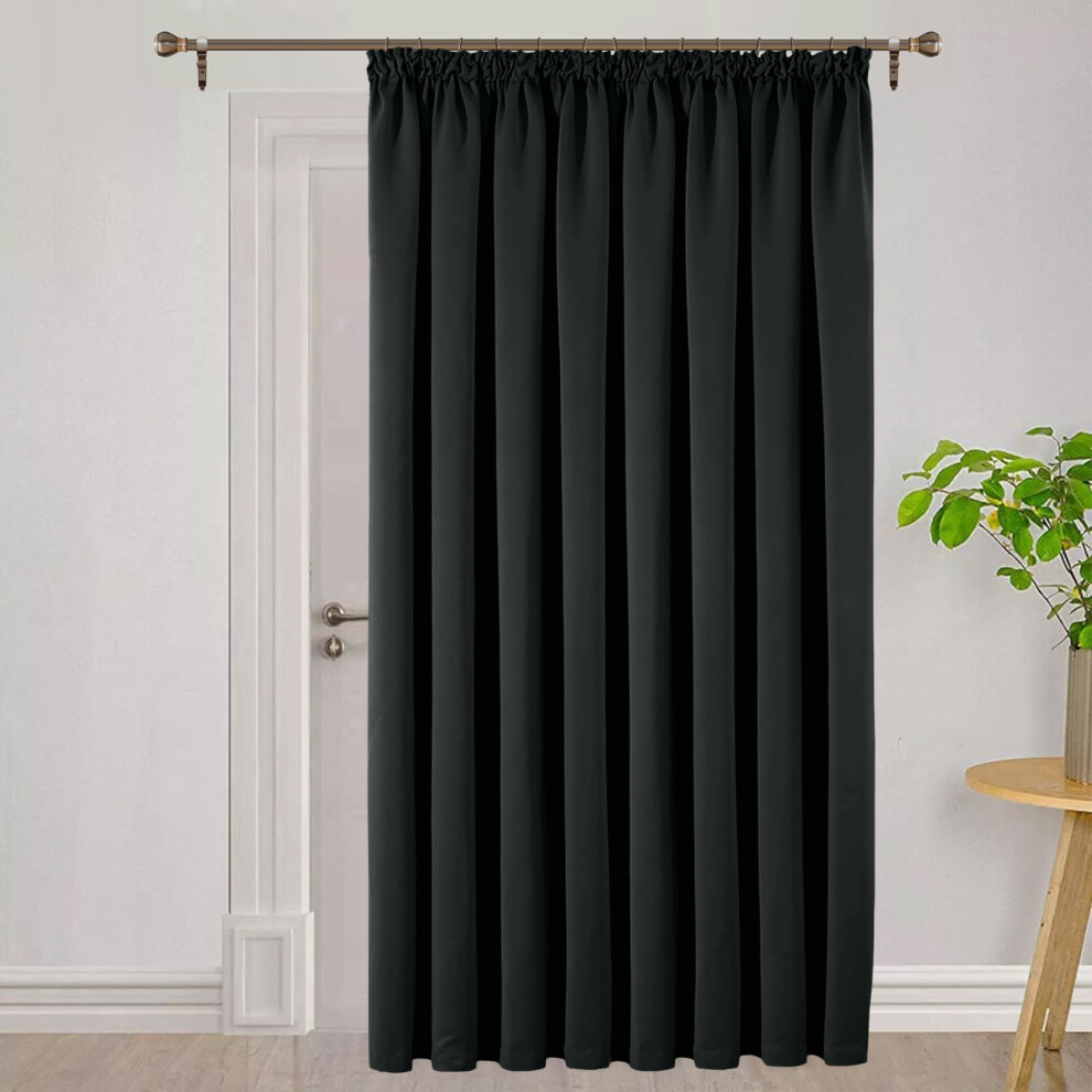 (Black, 66" x 84"- (Single Panel Curtain)) Pencil Pleat Curtains Thermal Blackout Ready Made Curtain Pair-image-OPC-PJ5WKZT-NEW