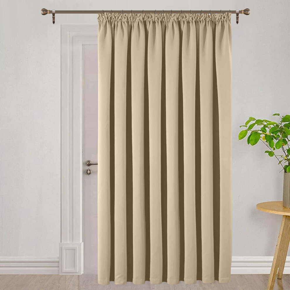 Aspire Homeware (, 66" X 84"- (Single Panel Curtain)) Pencil Pleat Curtains Thermal Blackout Ready Made Curtain Pair Cream