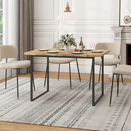 ELECWISH Modern Dining Table 120cm Large Curved Edge Kitchen Desk MDF Tabletop 1