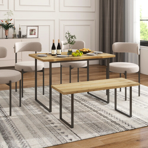 ELECWISH Modern Dining Table 120cm Large Curved Edge Kitchen Desk MDF Tabletop 2