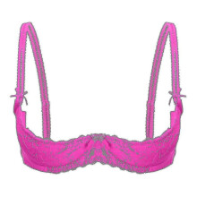 (3XL, Rose A) Womens 1/2 Cup Push Up Underwire Lace Bra Lingerie Open Breast Cup Bra Tops Adjustable Strap Sponge Padded Brassiere Underwear