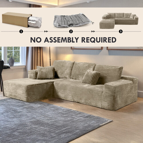 MN Furniture (Camel) Modern Smart Left/Right Corner Sofa in a Box