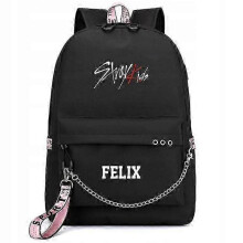 Kopo Stray Kids Felix Usb Backpack School Textbook Black Pink Mo Bag