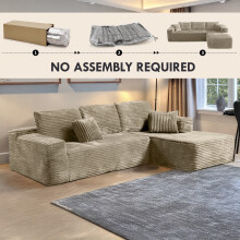 (Camel) Modern Smart Left/Right Corner Sofa in a Box