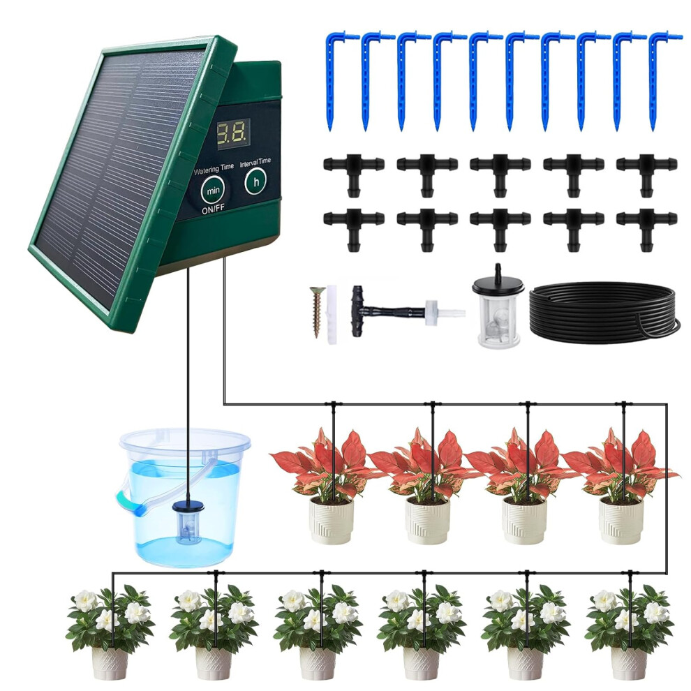 Solar Irrigation System Kit, Automatic Garden Irrigation Systems, Solar Powered Plant Watering Pump Devices With 10m Hose And Timers