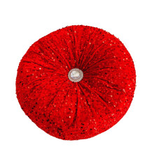 (Red) Sequin Round Cushion, Glitter Decorative Throw Pillows Sparkles Holiday, Shiny Circle Pillow for Bedroom Living Room Home Decor