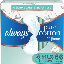 Always Pure Cotton Feminine Pads for Women, FlexFoam Pads