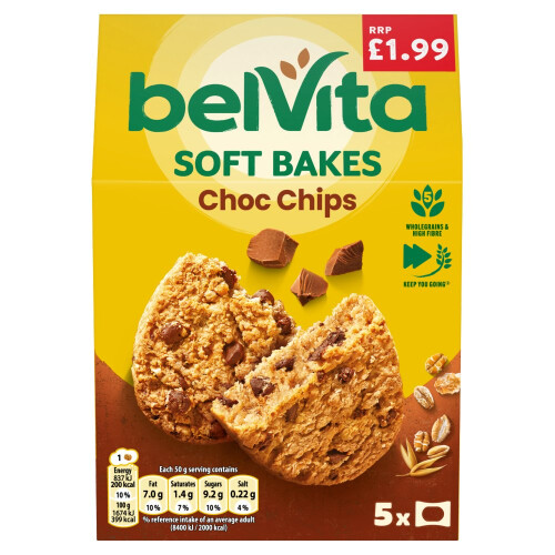 Belvita Breakfast Biscuits Soft Bakes Choc Chips 250g (Pack of 6) 1