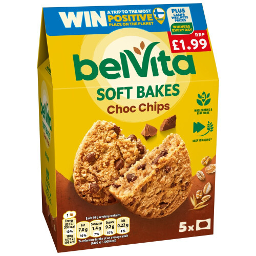 Belvita Breakfast Biscuits Soft Bakes Choc Chips 250g (Pack of 6) 2