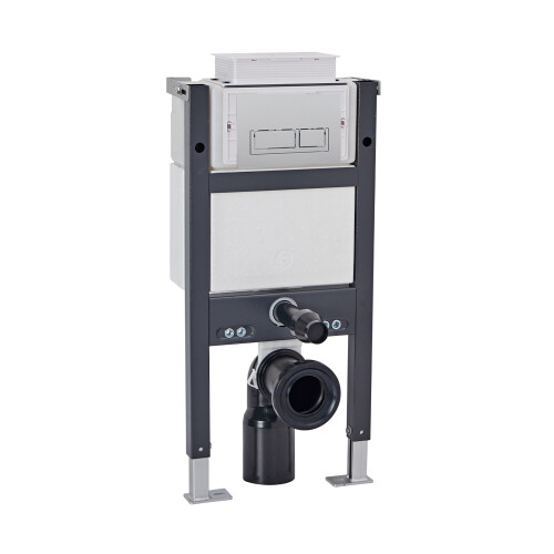 NES Home Nes Home Top or Front Wall Hung Toilet Frame Chrome Rectangle Flush Buttons