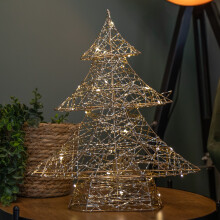 40cm Battery Operated Light up Gold Weave Christmas Tree with Warm White LEDs
