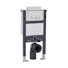 Nes Home Top or Front Wall Hung Toilet Frame Matte Chrome Rectangle Flush Buttons
