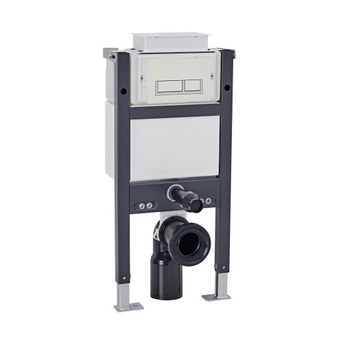 NES Home Nes Home Top or Front Wall Hung Toilet Frame Matte Chrome Rectangle Flush Buttons