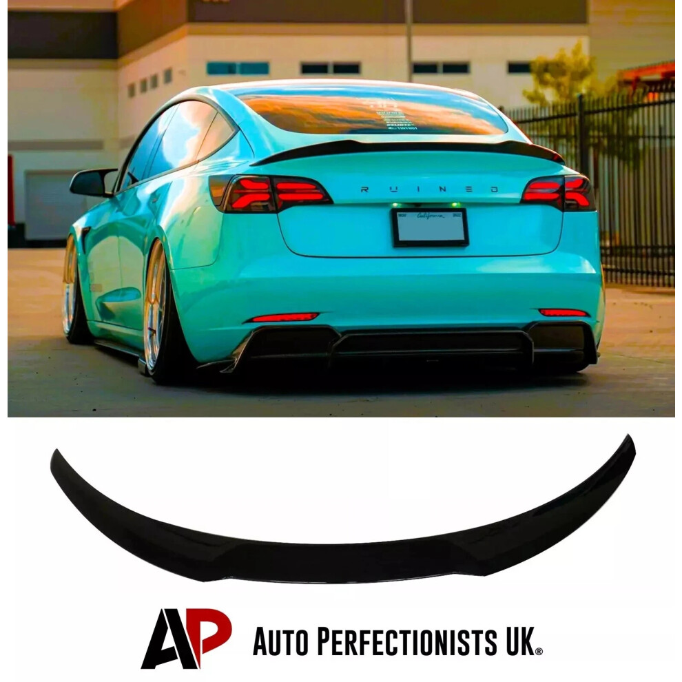 For Tesla Model 3 Spoiler Lip Boot Wing Body Kit Splitter 2017+ Black 5061072665462