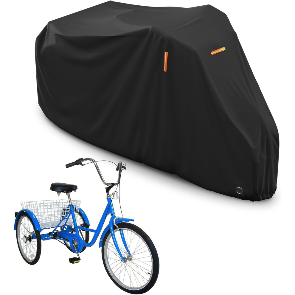 (210D Oxford Cloth With Pu Coating) Adult Tricycle Electric Trike Cover, Bike Storage Outdoor Waterproof, Windproof Bicycle Protective, Dustproof Bike Black