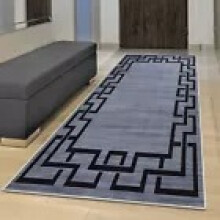 (60cm x 220cm (2ft x 7ft 3")- Runner Rug/Carpet, Grey Black) Non Slip Modern Rugs Area Carpet Runner Door Mats