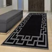 (60cm x 220cm (2ft x 7ft 3")- Runner Rug/Carpet, Black Grey) Non Slip Modern Rugs Area Carpet Runner Door Mats