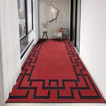 (80cm x 300 cm (2 ft 6" x 10 ft)- Extra Large Runner Rug/Carpet, Red Black ) Non Slip Modern Rugs Area Carpet Runner Door Mats