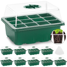 Mixc 10 pakker fr? starter bakke fr? starter s?t med fugtighed kuppel (120 celler total bakke) fr? startbakker planter starter s?t og base mini d