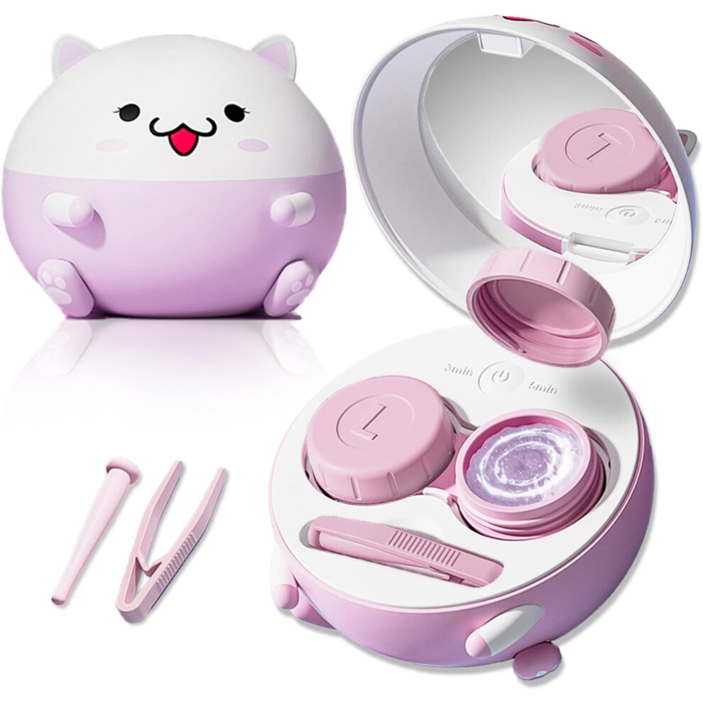 Purple (Purple) Cute Contact Lens Cleaner, Case Cleaning Machine With Solution Soak Case And Contact Lens Applicator Tool