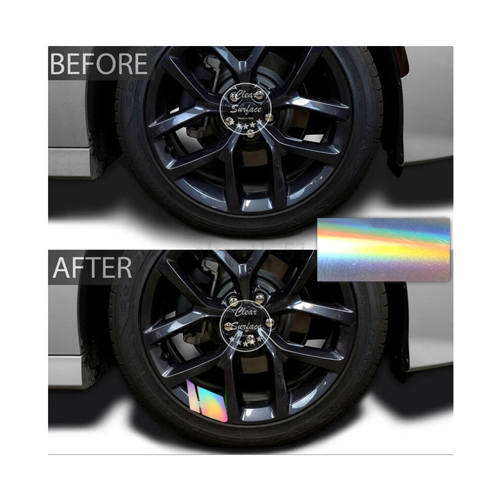 (Color) 6Pcs Reflective Car Wheel Rim Vinyl Decal Sticker Accessories For 18"-21" Red 4069369084812