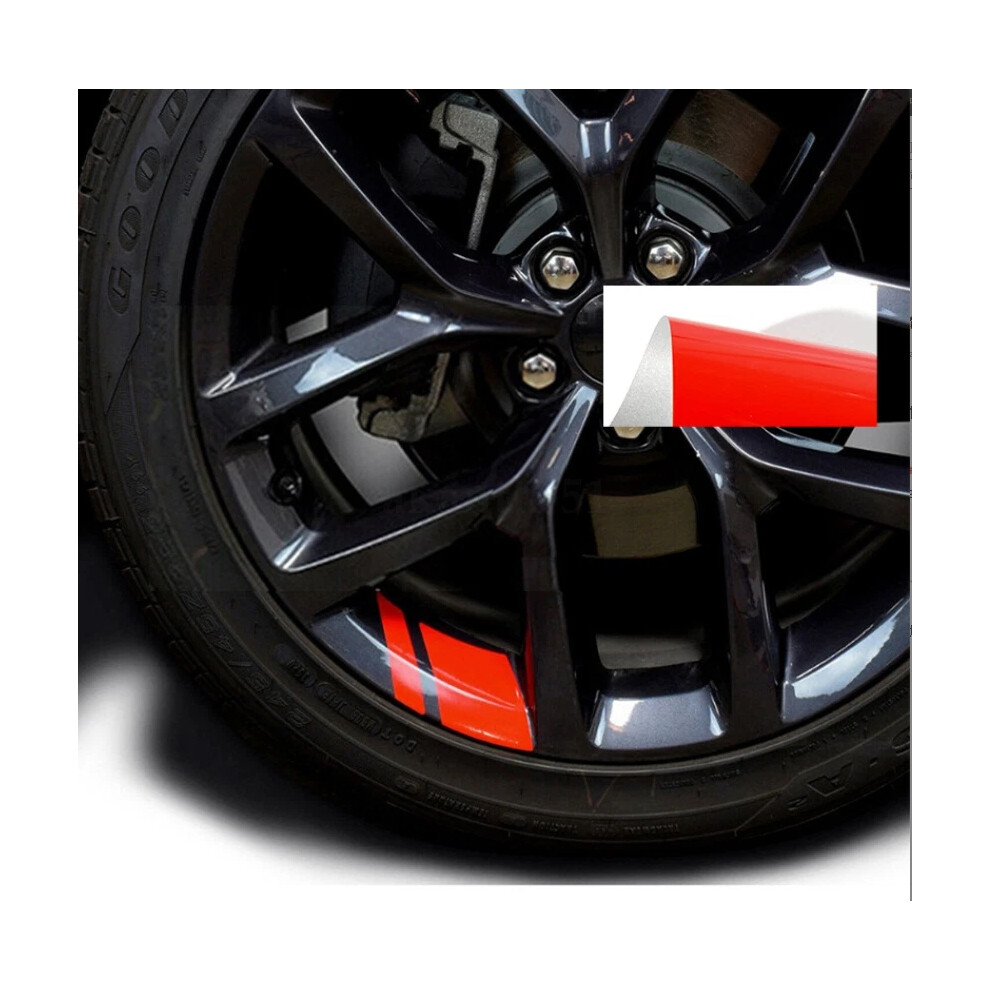 (Red) 6Pcs Reflective Car Wheel Rim Vinyl Decal Sticker Accessories For 18"-21" Red 4069369084836