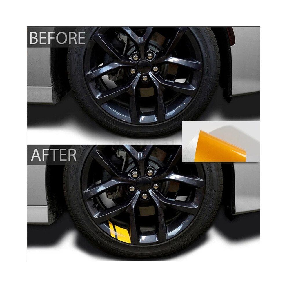 () 6Pcs Reflective Car Wheel Rim Vinyl Decal Sticker Accessories For 18"-21" Yellow/Red 4069369084850