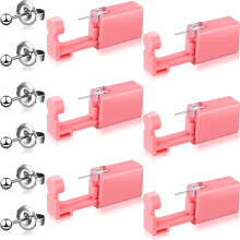 6 Pieces Disposable Ear Piercing Gun Kit with Earrings - Self Ear Piercer for Men and Women, Portable Body Piercing Tools, Includes Studs