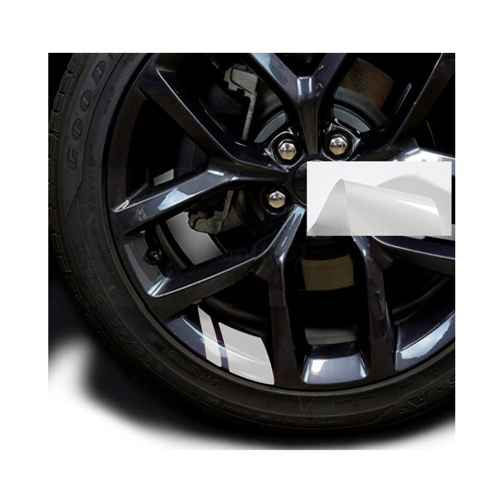 () 6Pcs Reflective Car Wheel Rim Vinyl Decal Sticker Accessories For 18"-21" Hot White/Red 4069369085055