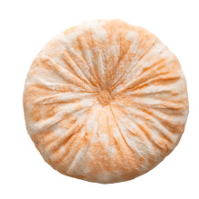 (Khaki) Tie-dye Round Cushion Pumpkin Throw Pillow Faux Rabbit Fur Chair Pad Decorative Pillows for Couch Bed Sofa