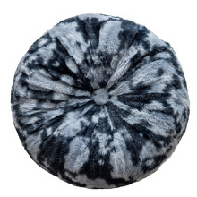 (Black + Grey) Tie-dye Round Cushion Pumpkin Throw Pillow Faux Rabbit Fur Chair Pad Decorative Pillows for Couch Bed Sofa