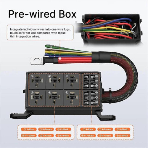 6-Way Automobile Modified Fuse Relay Box Automobile Modified Fuse Relay Panel, Suitable for Automobi 2