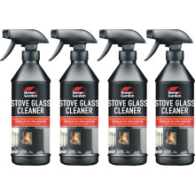 4 x 500ml Stove Glass Cleaner Spray Remover Stove Glass Soot Grease