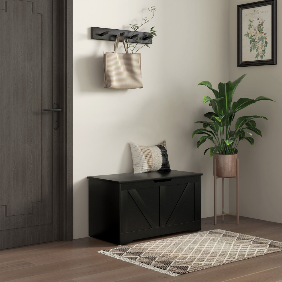 HOMCOM Storage Trunk for Living Room, with Safety Hinges, 80cm, Black-image-OPC-PJ5WXYF-NEW