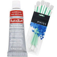 Rub n Buff Wax Metallic Silver Leaf Rub and Buff Finish 0,5-fluid Unce Pixiss blandning och appliceringsverktyg f?r applicering av metallisk vaxf