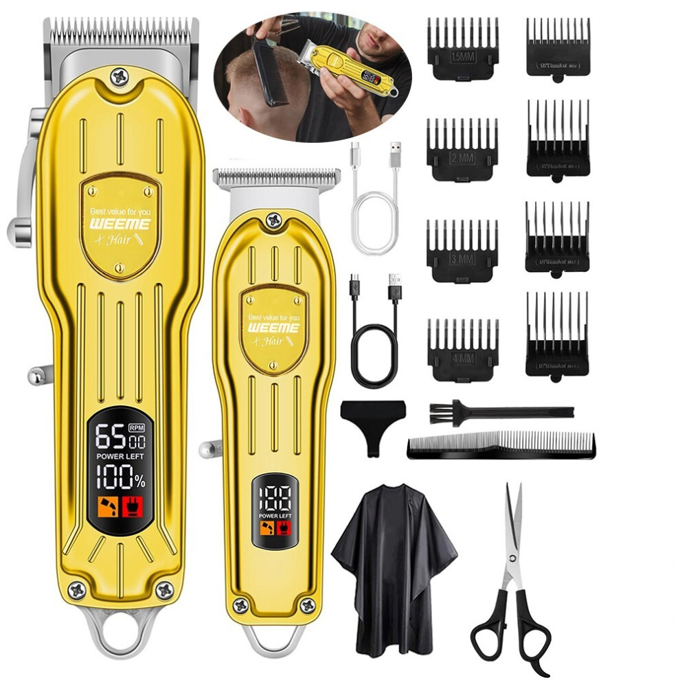 2 IN 1 Professional Men Cordless Hair Clippers Machine Beard Trimmer Kit Salon
